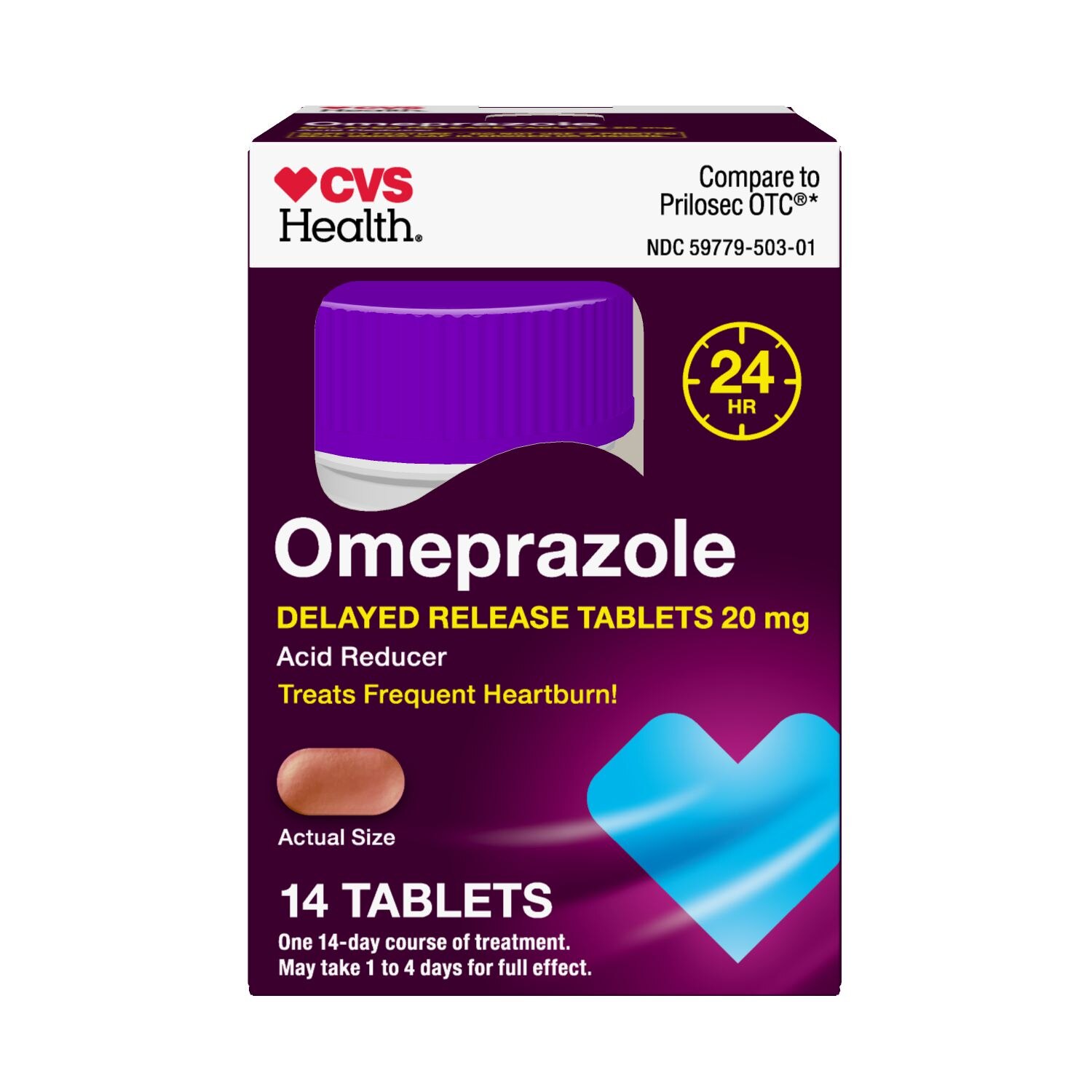 CVS Health Omeprazole Delayed Release Acid Reducer Tablets, 14 Ct