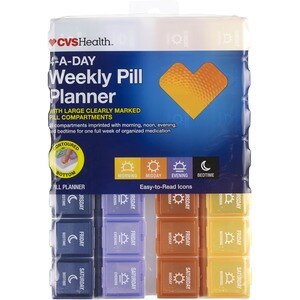 CVS Health 4-A-Day Weekly Pill Planner With Contoured Bottom