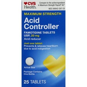 CVS Health Maximum Strength Famotidine Tablets, 20 mg, Acid Reducer for Heartburn Relief