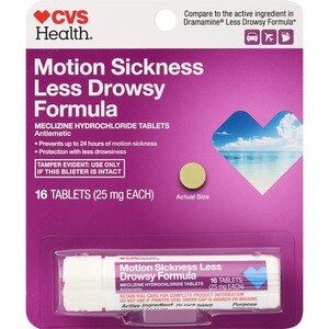 CVS Health Motion Sickness Less Drowsy Formula Tablets, 16 Ct