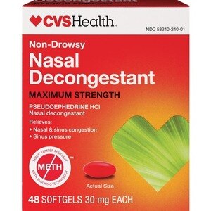 CVS Health Nasal Decongestant Non-Drowsy Maximum Strength Softgels, 48 CT 
