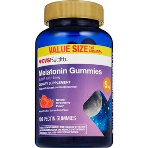 CVS Health Melatonin 5 MG Gummies, Natural Strawberry, 120 Ct