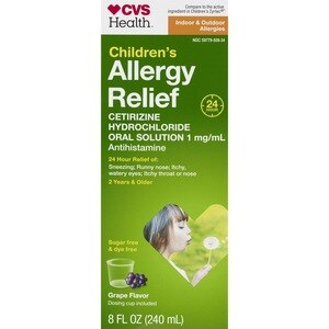 CVS Health Cetirizine Hydrochloride Oral Solution 1 mg/mL, Grape Flavor