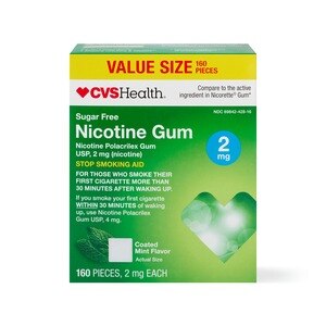 CVS Health Sugar Free Nicotine 2mg Gum, Mint, 160 Ct
