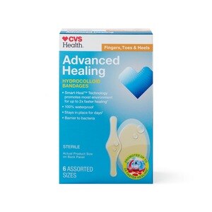 CVS Health Advanced Healing Premium Hydrocolloid  Bandages, Fingers, Toes & Heels Assorted Sizes, 6 CT