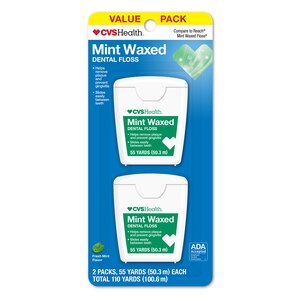 CVS Health Mint Waxed Dental Floss, 50.3 M, 2 ct - 55 yd