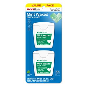 CVS Health Mint Waxed Dental Floss, 50.3 M, 2 Ct - 55 Yd