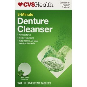 CVS Health - Tabletas para limpieza de dentaduras, 3 minutos, Minty Fresh