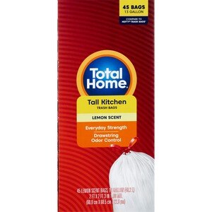 Total Home Drawstring Tall Kitchen Trash Bags, Odor Control, 45 Ct , CVS