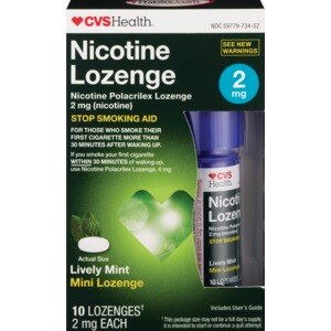 CVS Health Mini Nicotine Polacrilex Lozenge, 2 mg (nicotine), Stop Smoking Aid, Mint Flavor; quit smoking with mint nicotine lozenge, 10 CT 