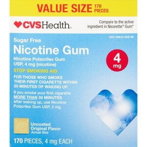 CVS Health Sugar Free Nicotine 4mg Gum, Original, 170 Ct