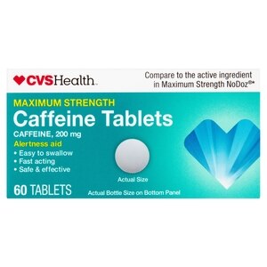 CVS Health Maximum Strength Caffeine 200 MG Tablets, 60 Ct