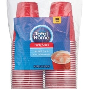 Total Home Party Cups Strong & Sturdy, 9-Ounce Assorted Colors - 50 Ct , CVS