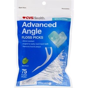 CVS Health Advanced - Portahilos dentales en ángulo, sabor Mint, 75 u.