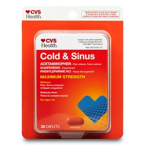 CVS Health - Cápsulas para el resfrío y los senos nasales, máxima potencia