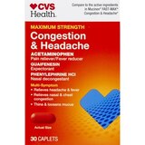 CVS Health Maximum Strength Congestion & Headache Relief Caplets, 30 CT, thumbnail image 1 of 4