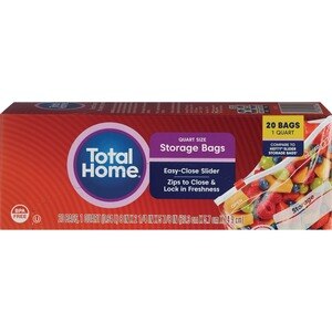 Total Home Easy-Close Slider Storage Bags, 1 Quart - 20 Ct , CVS