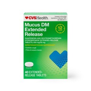 CVS Health Mucus DM Extended Release Guaifenesin 600mg Tablets, Expectorant/Cough Suppressant