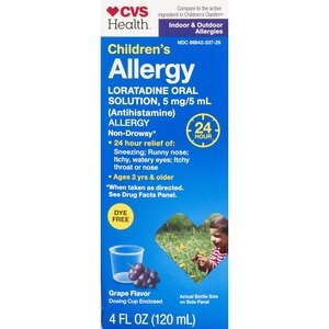 CVS Health Children's Loratadine Oral Solution 5 mg/5 mL, Allergy Relief