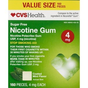 CVS Health Sugar Free Nicotine 4mg Gum, Mint, 160 Ct