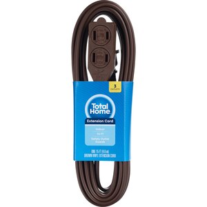 Total Home 3-Outlet Indoor Extension Cord, 15 Ft Brown