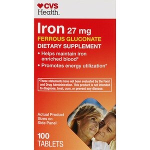 CVS Health Ferrous Gluconate Iron 27 Mg Tablets