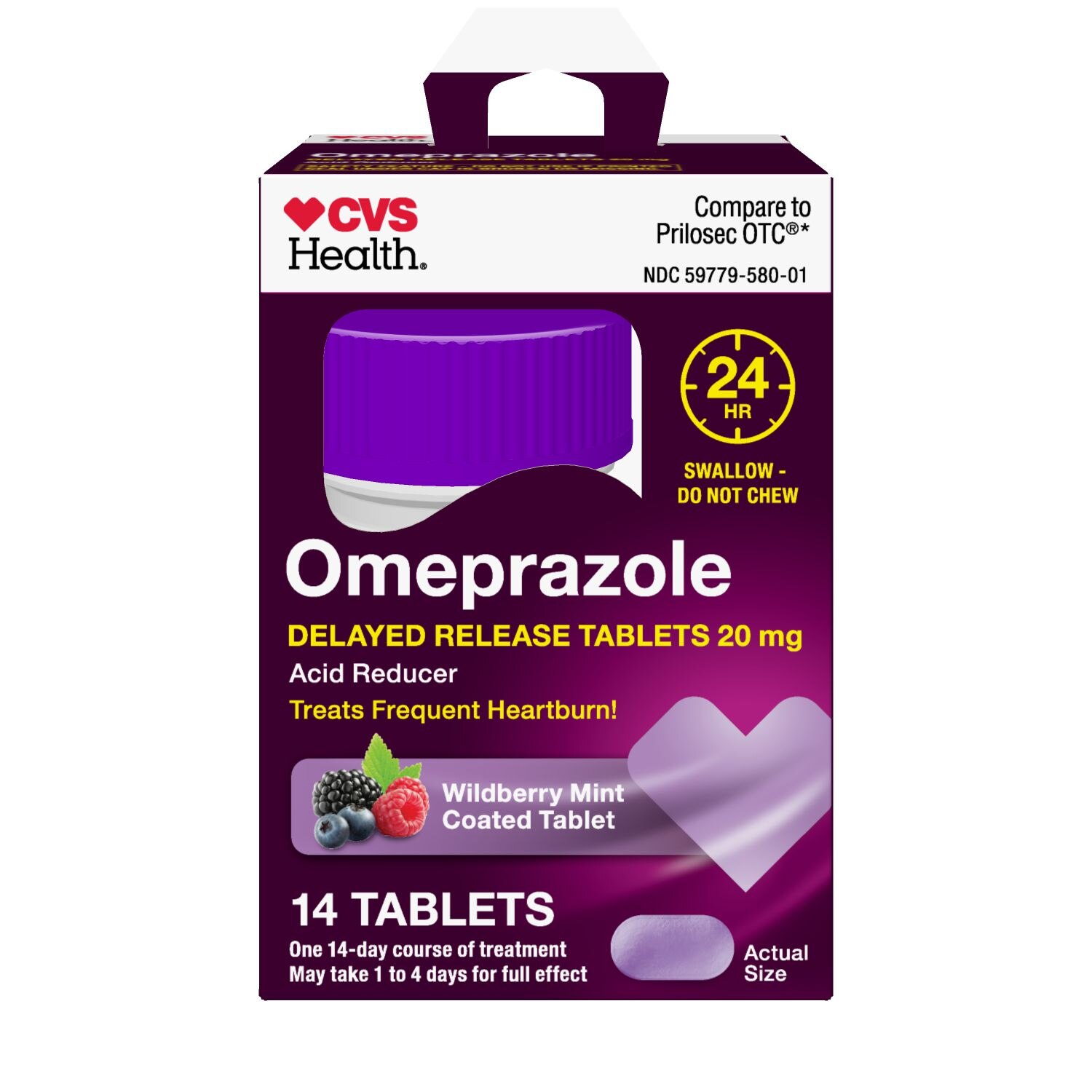  CVS Health Omeprazole 20mg Acid Reducer, 14CT 