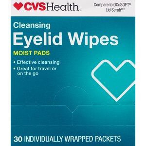CVS Health Cleansing Eyelid Wipes Moist Pads, 30CT
