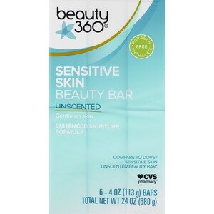 Beauty 360 - Barra de belleza para piel sensible, 6 u.
