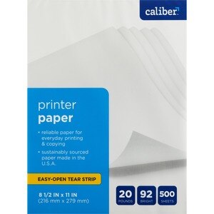 Caliber Printer Paper,  8 1/2 in. x 11 in., 20 Lb., 92 Bright, 500 Sheets