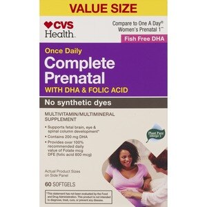 CVS Health - Suplemento prenatal completo con DHA y ácido fólico, una toma al día, 60 u.