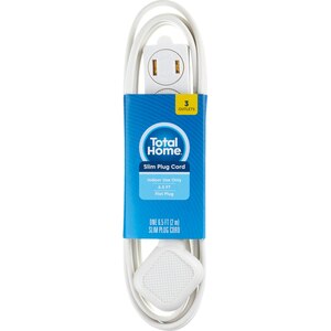 Total Home 6.5 Feet Slim Plug Cord, White , CVS