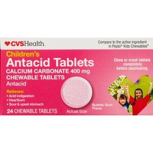  CVS Health Children's Chewable Antacid Tablets Bubble Gum Glavor 