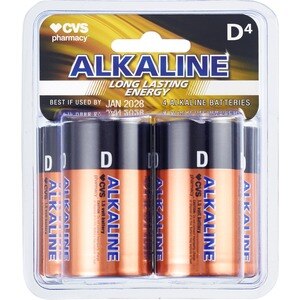 CVS Health Alkaline Batteries D, 4CT