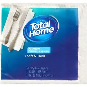 Total Home Premium Dinner Napkins, 2 Ply White, 50 Ct , CVS