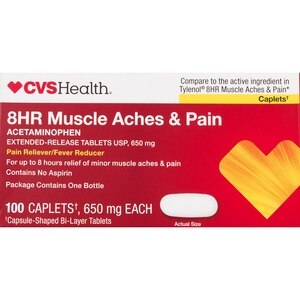 CVS Health, 8HR Muscle Aches & Pain, Acetaminophen Tablets, 650mg