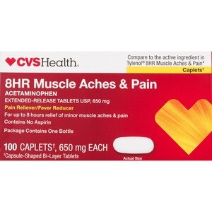 CVS Health Acetaminophen Extended-Release Tablets, 650 mg, Pain Reliever and Fever Reducer, 100 CT