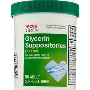  CVS Health Glycerin Suppositories Adult Size, 50CT 