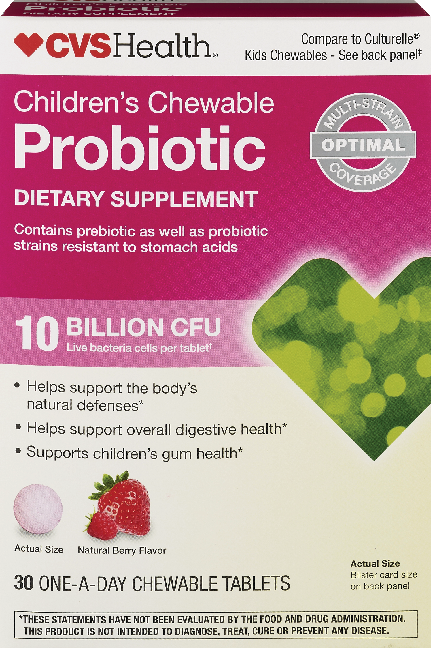 CVS Health Children's Probiotic Chewable Tablets, Berry, 30 Ct