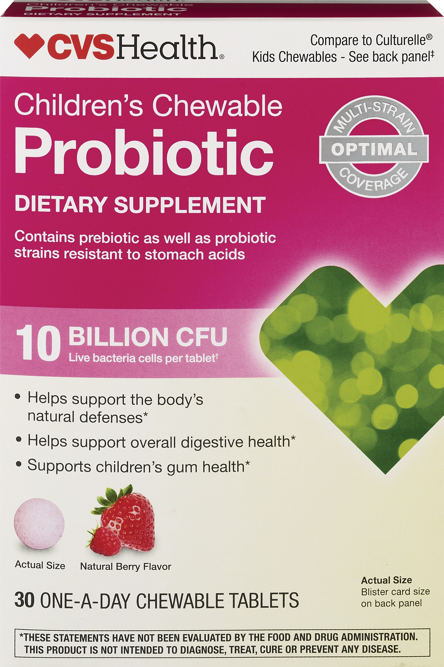 CVS Health - Probióticos para niños en tabletas masticables, Berry, 30 u.