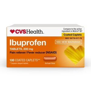 CVS Health Ibuprofen Pain Reliever & Fever Reducer (NSAID) 200 MG Coated Caplets, 100 Ct