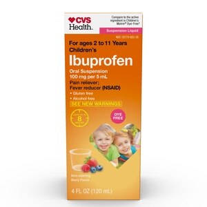 CVS Health Children's Ibuprofen Dye Free Pain Reliever & Fever Reducer (NSAID) Oral Suspension, Berry