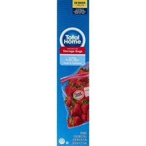 Great Value Fresh Seal Double Zipper Storage Bags, Quart, 100