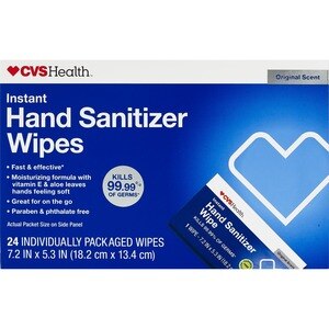 CVS Health Instant Hand Sanitizing Wipes, 24 ct