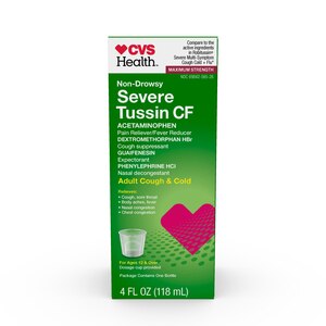 CVS Health Tussin CF - Alivio de la tos y el resfriado para adultos, no causa somnolencia, 4 oz