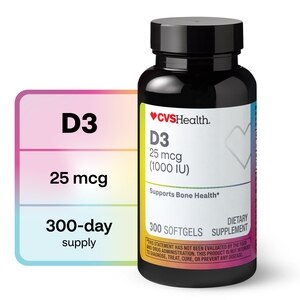 CVS Health Vitamin D3 1000IU Softgels, 300 Ct