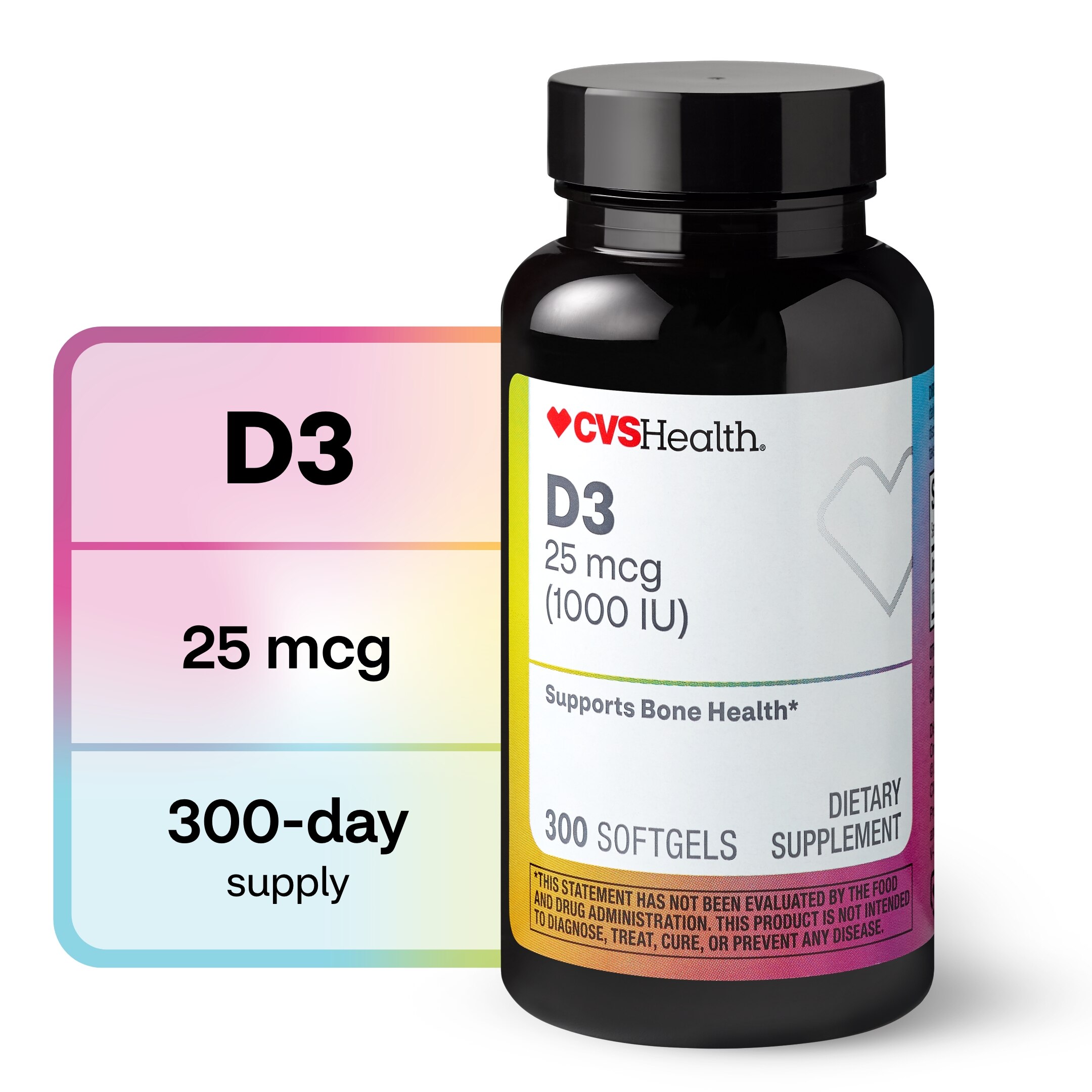 CVS Health Vitamin D3 1000IU Softgels, 300 Ct