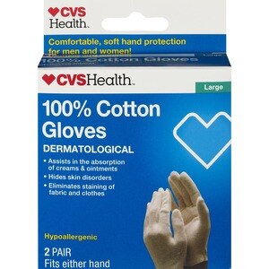  CVS Health 100% Cotton Gloves Dermatological, Large 