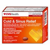 CVS Health Non-Drowsy Cold & Sinus Relief Ibuprofen & Pseudoephedrine HCl Tablets, USP, 40 CT, thumbnail image 2 of 3