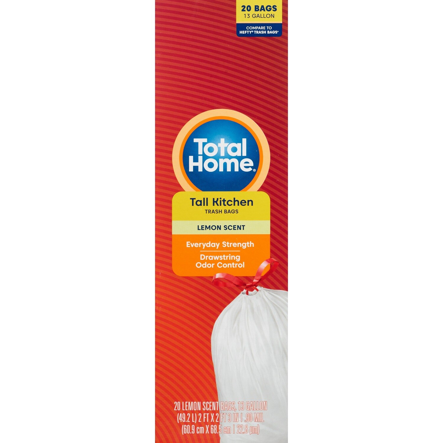 Total Home - Bolsas con cordel para cestos de basura altos, control de olores